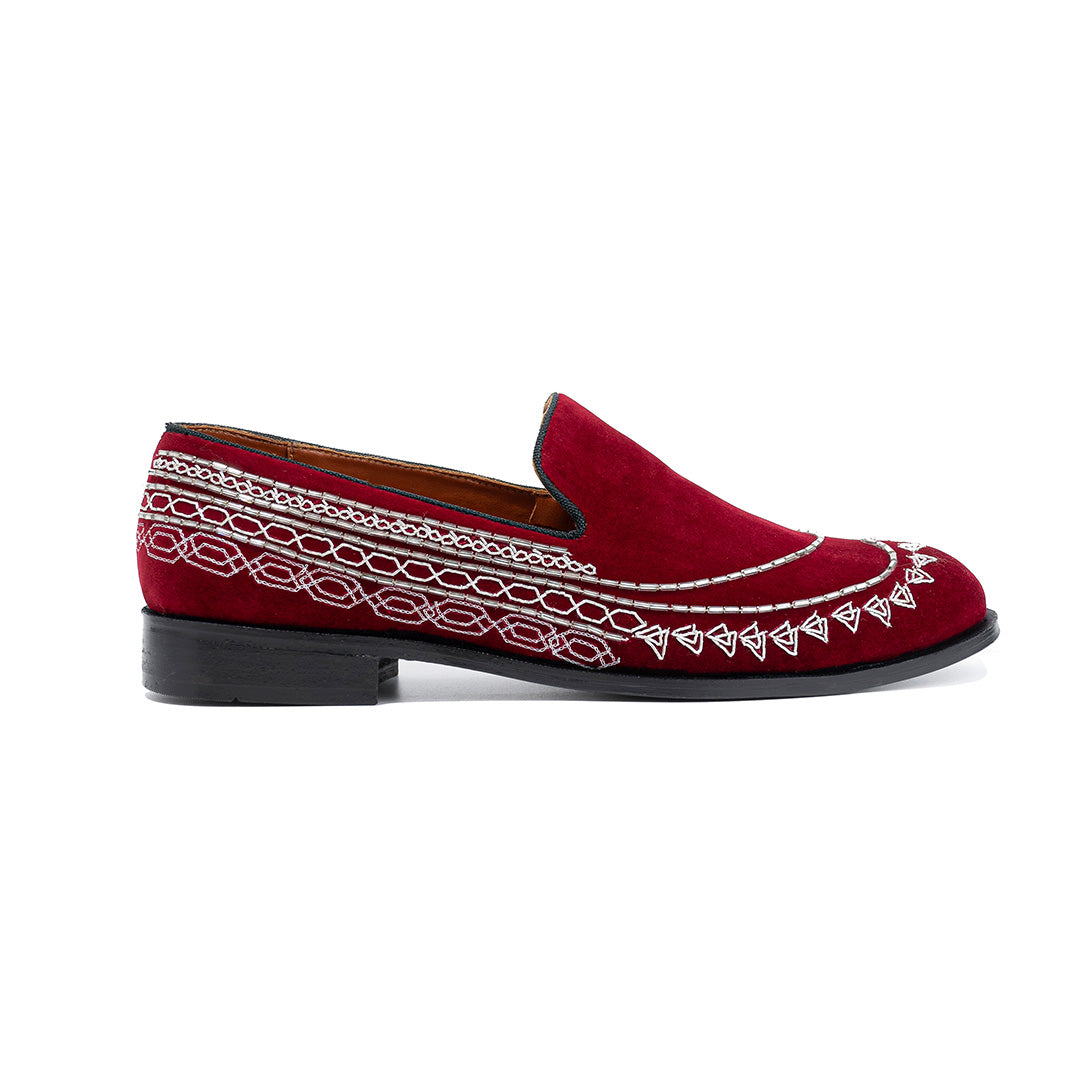 The Alternate Maroon velvet slip-ons