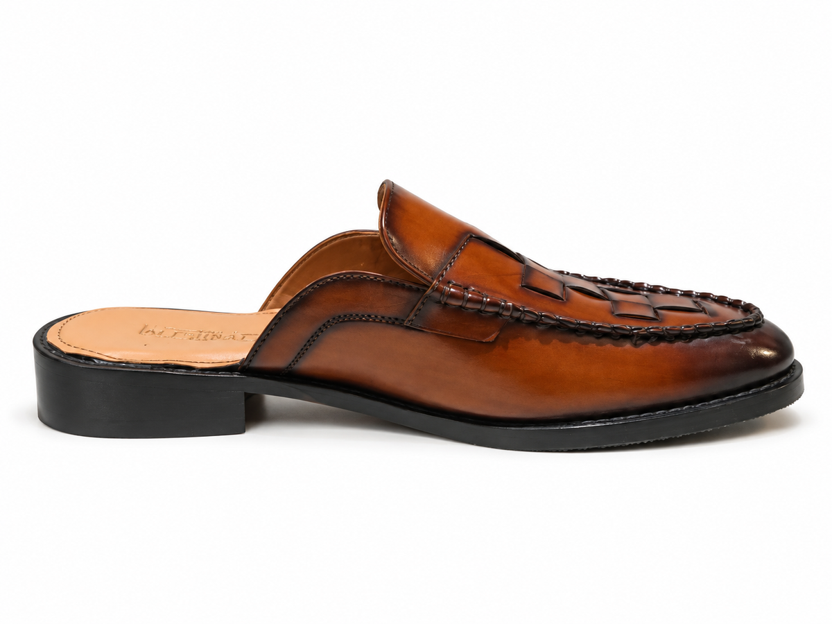 TAN MULE WITH WEAVING DETAIL