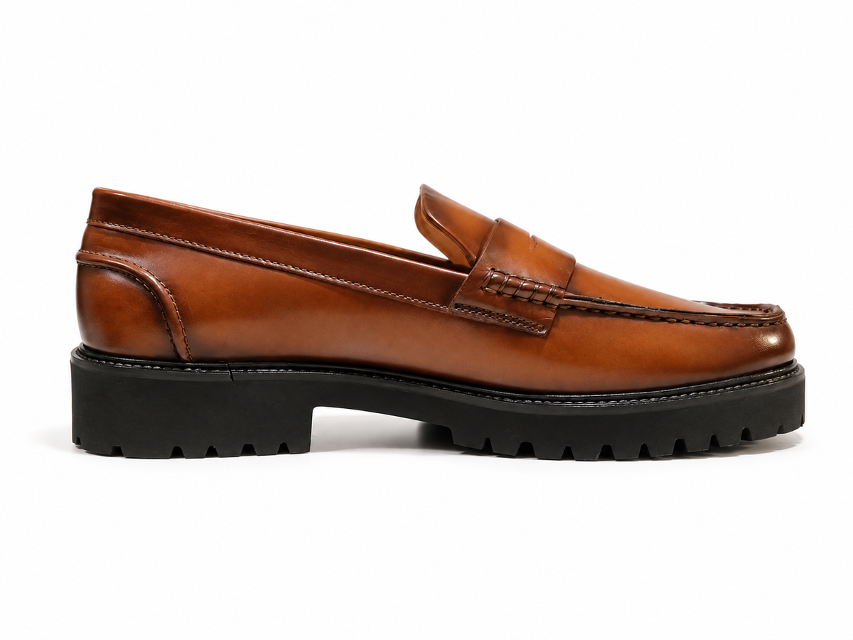 TAN PENNY LOAFER WITH CHUNKY SOLE