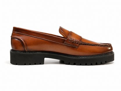 TAN PENNY LOAFER WITH CHUNKY SOLE