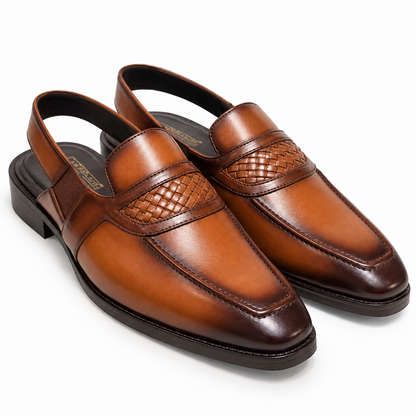 TAN WEAVING MULE