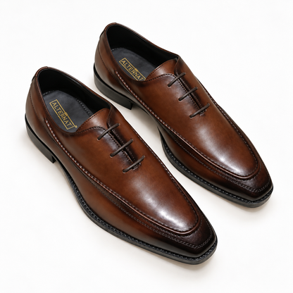 DERBY LACEUP WITH ELEVATED STITCH -BROWN