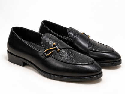 CROCO HOOK LOAFER-BLACK