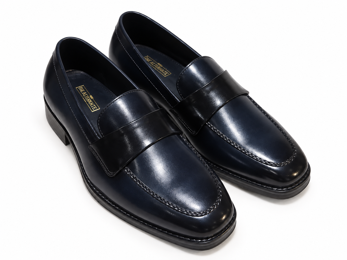 NAVY BLUE SLIP-ONS WITH TWO TONE FINISH