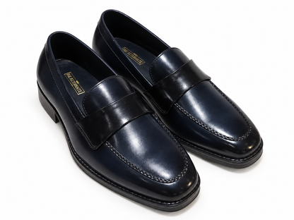 NAVY BLUE SLIP-ONS WITH TWO TONE FINISH