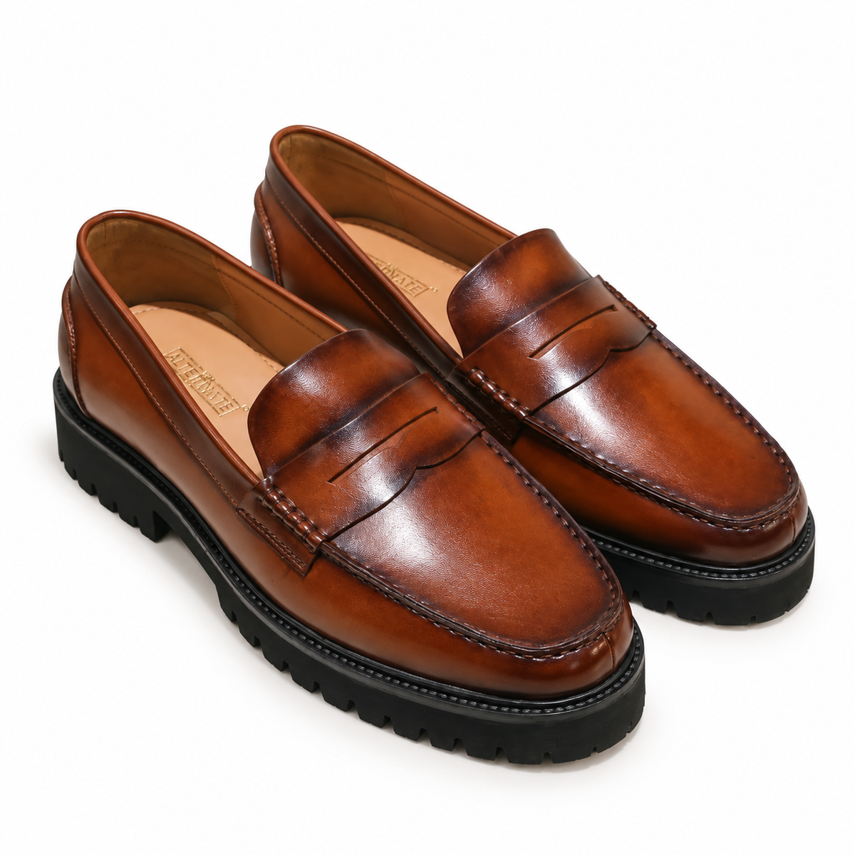 TAN PENNY LOAFER WITH CHUNKY SOLE