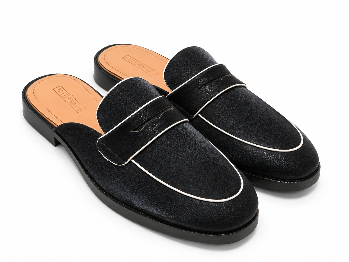 MILLED MULES WITH CONTRAST STITCH