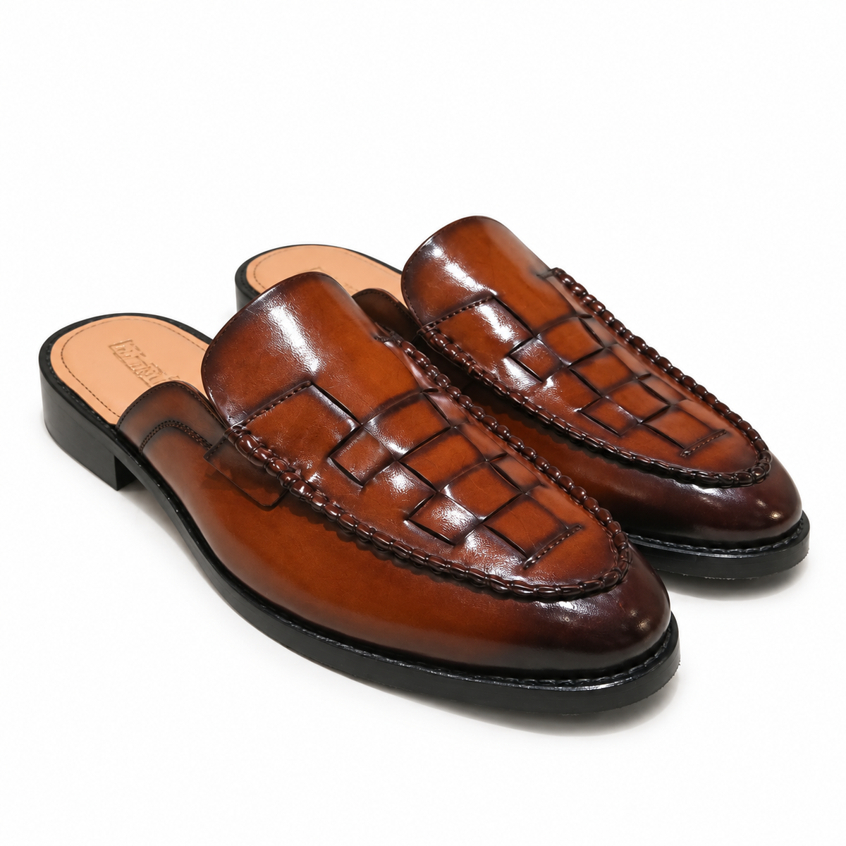 TAN MULE WITH WEAVING DETAIL