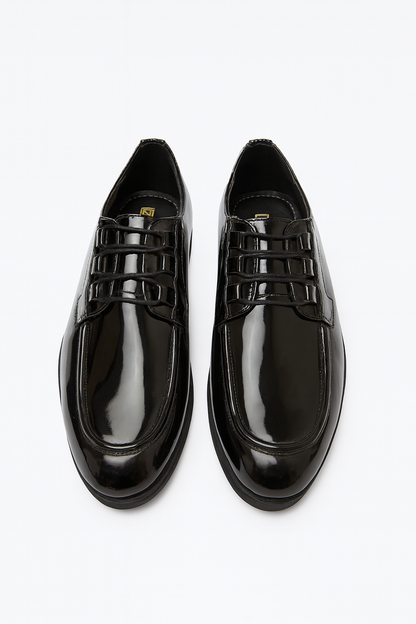 CHUNKY PATENT LACE-UP-BLACK