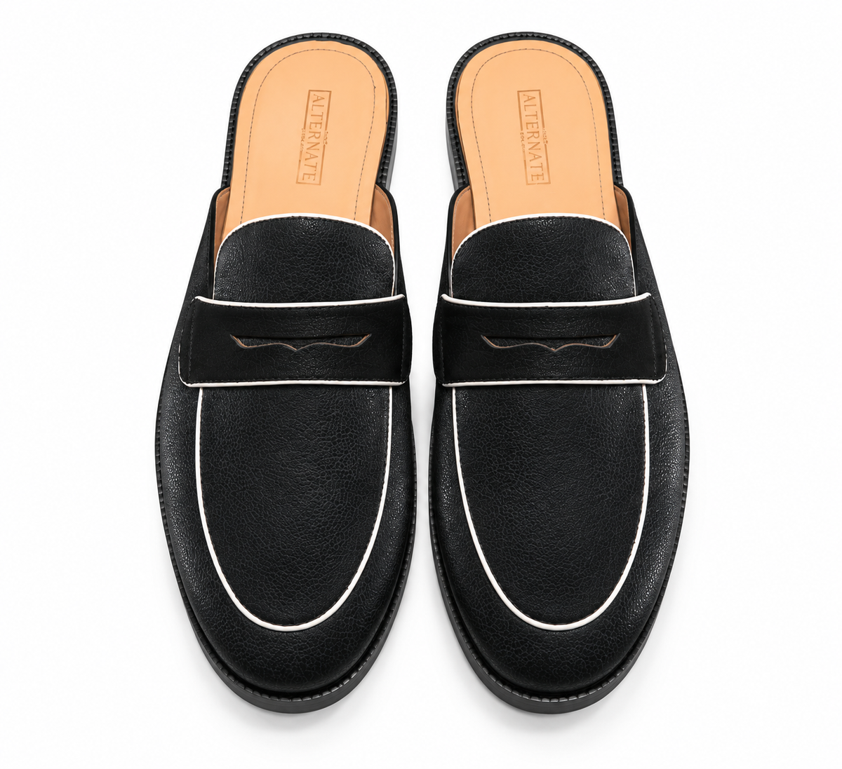 MILLED MULES WITH CONTRAST STITCH