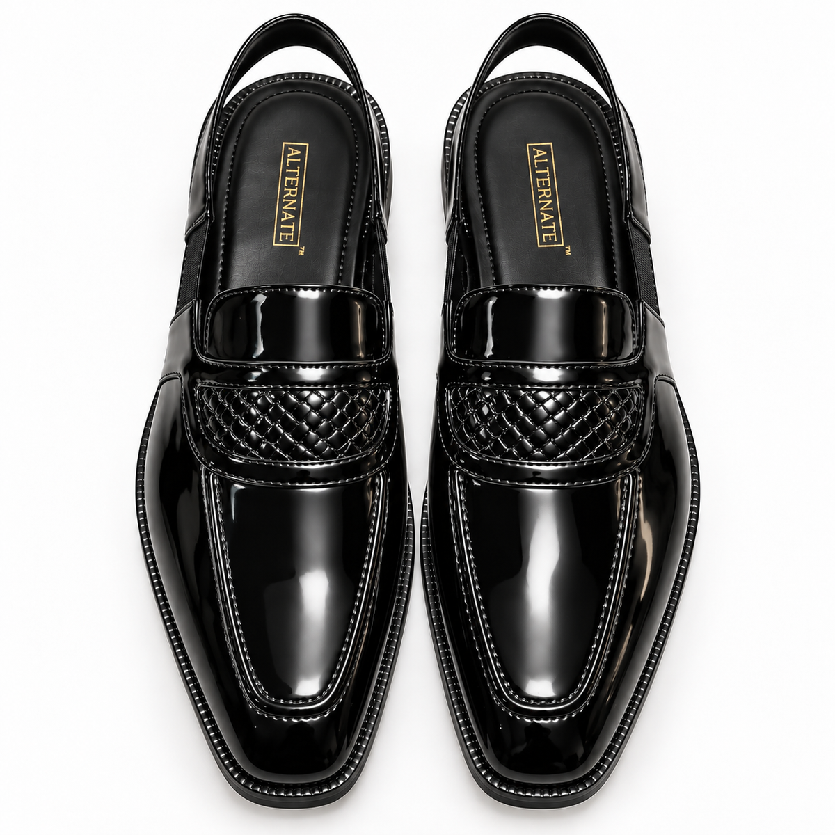 BLACK SANDALS WITH HAND WOVEN DETAIL