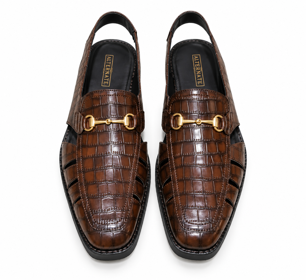 CROCO SANDALS-BROWN
