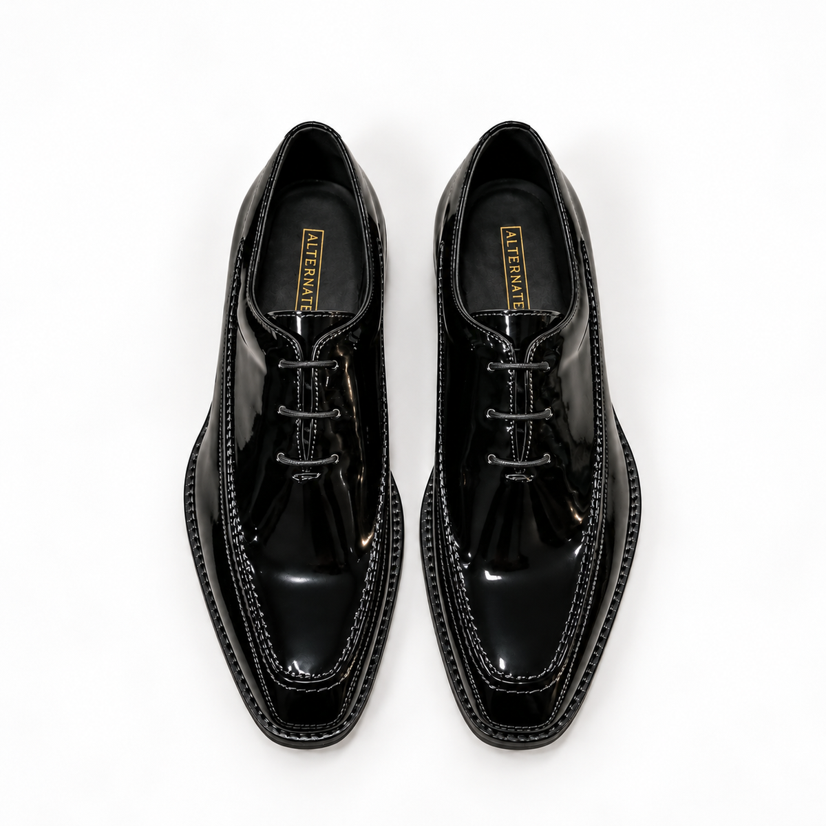 PATENT DERBY LACE-UP- BLACK