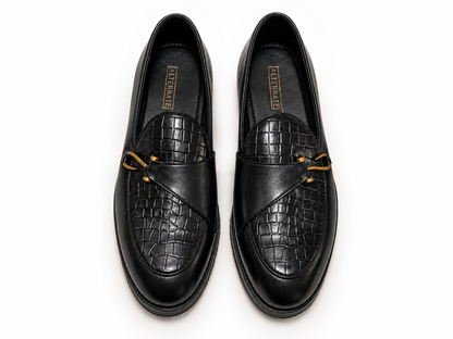 CROCO HOOK LOAFER-BLACK