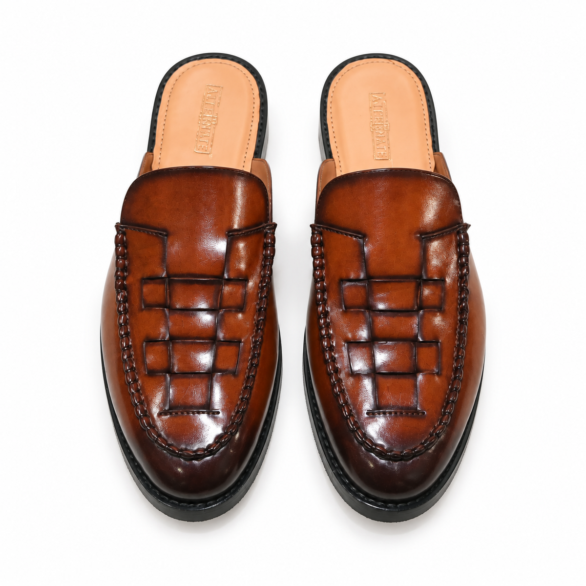 TAN MULE WITH WEAVING DETAIL