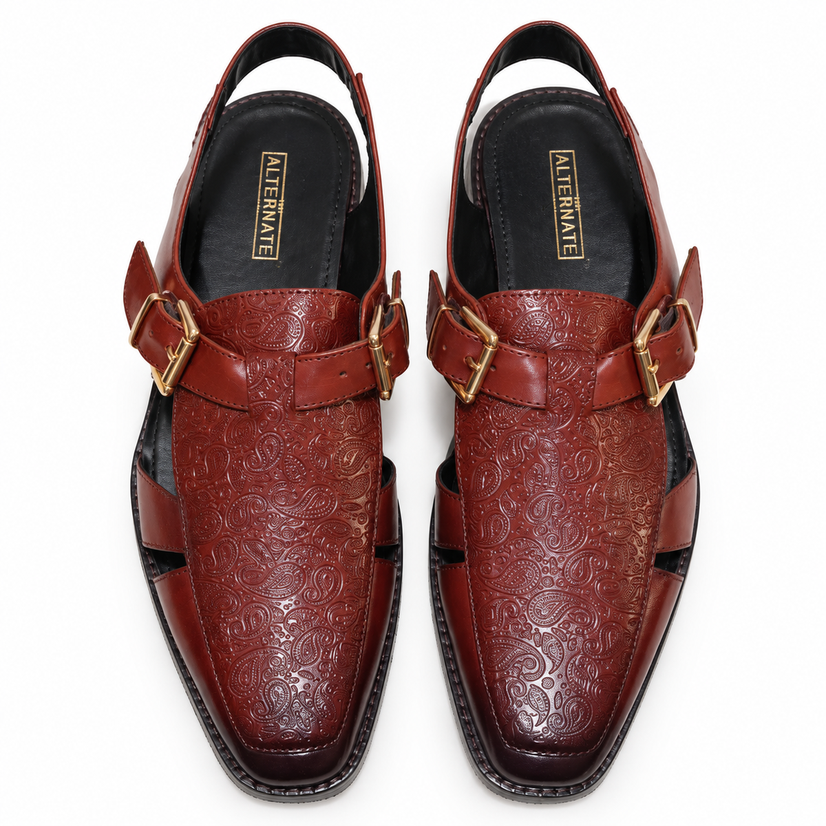 CHERRY SANDALS WITH PAISLEY DETAIL