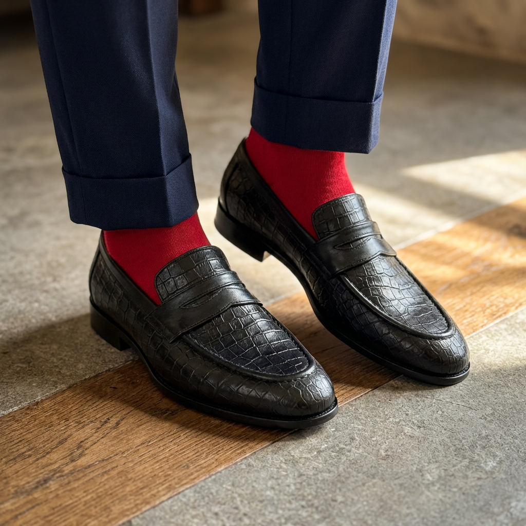 CROCO SLIP-ONS - BLACK