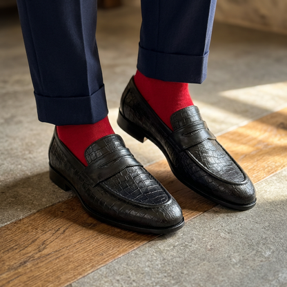 CROCO SLIP-ONS - BLACK