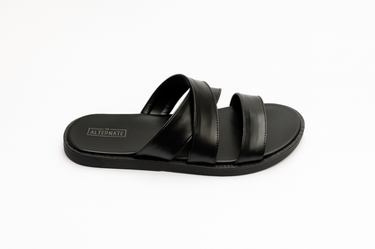BLACK STRAP SANDALS