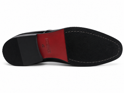 BLACK PATENT DERBY LACE-UPS