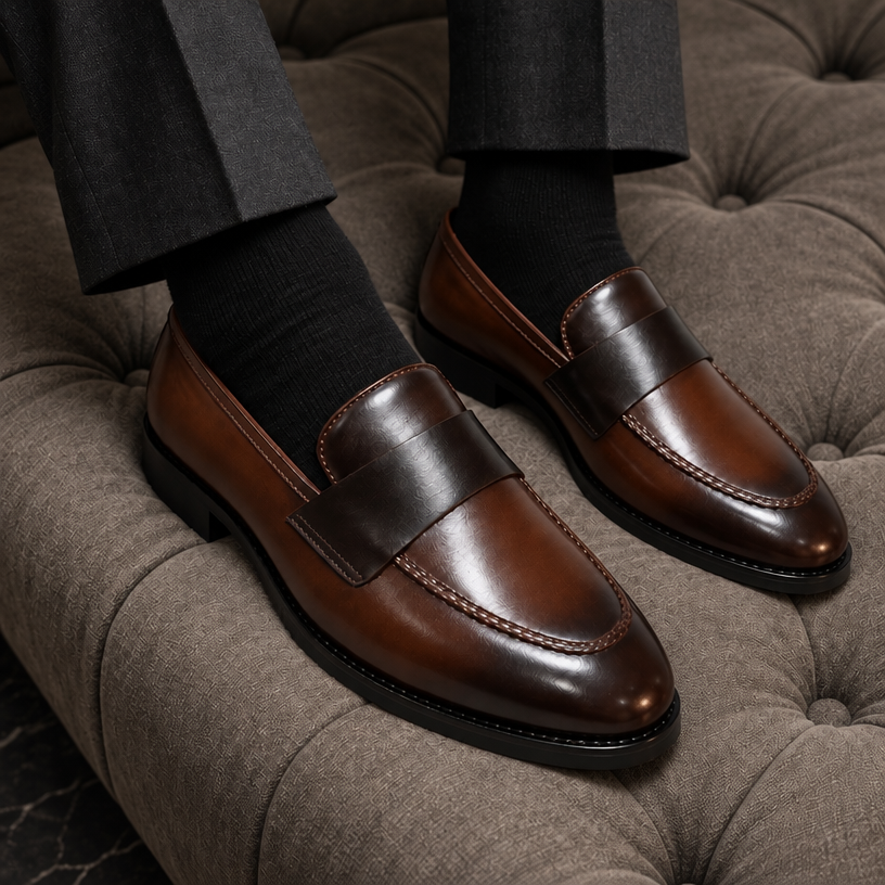 DUAL TONE SLIP-ONS-BROWN