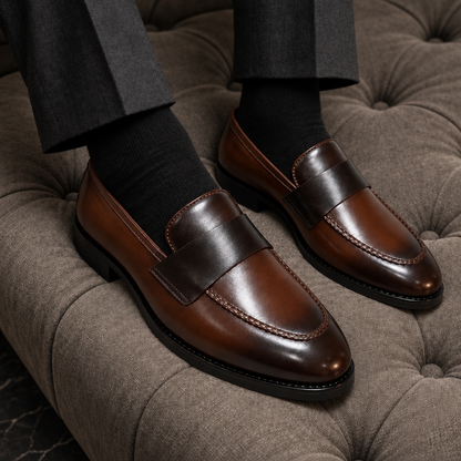 DUAL TONE SLIP-ONS-BROWN