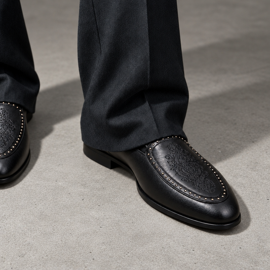 ETHNIC SLIP-ONS WITH RIVET DETAIL