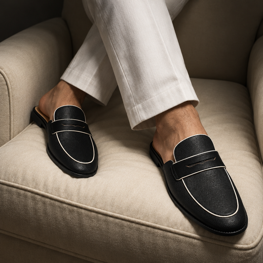 MILLED MULES WITH CONTRAST STITCH