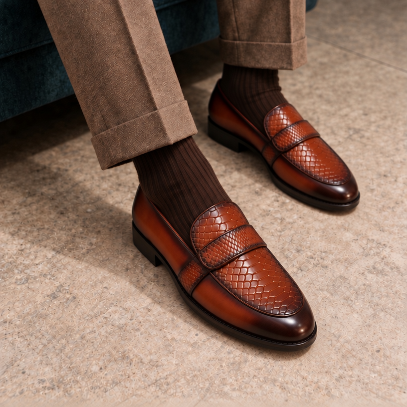 EMBOSSED SLIP-ONS-TAN
