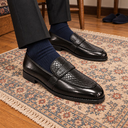 EMBOSSED SLIP-ONS-BLACK