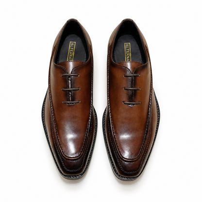 DERBY LACEUP WITH ELEVATED STITCH -BROWN