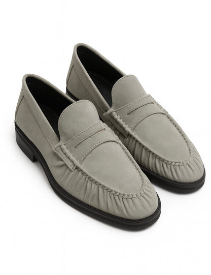 UNLINED WOVEN PENNY LOAFERS- LIGHT GREY