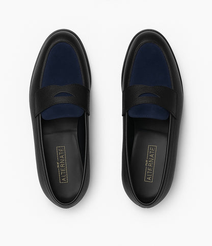 PENNY LOAFERS IN MIDNIGHT NAVY SUEDE
