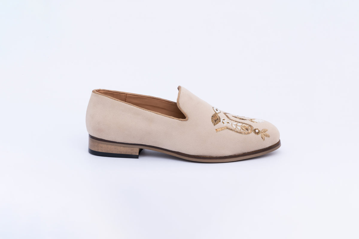 ROYAL EMBROIDERY SLIP-ONS-BEIGE