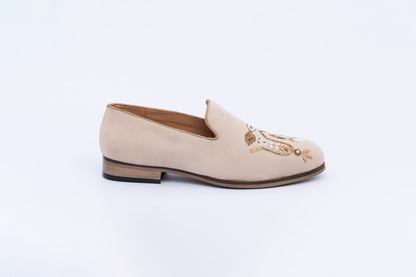 ROYAL EMBROIDERY SLIP-ONS-BEIGE