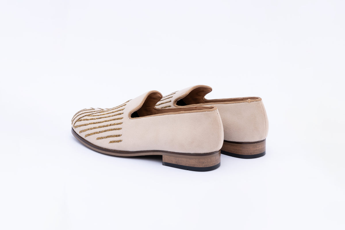 ABSTRACT EMBROIDERY SLIP-ONS - BEIGE