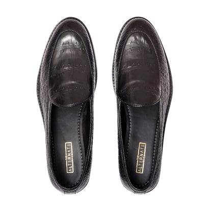 EMBOSSED SLIP-ONS- BLACK