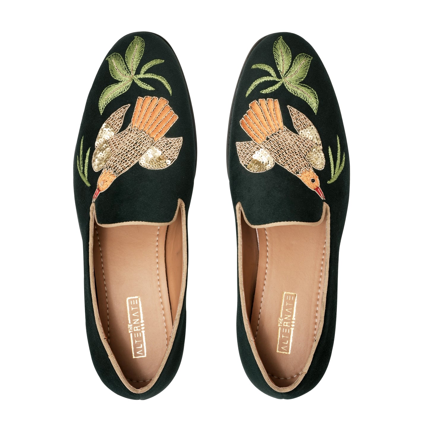 VELVET SLIP-ONS-GREEN