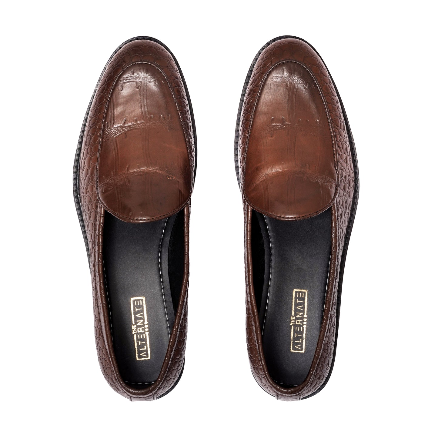 EMBOSSED SLIP-ONS - BROWN