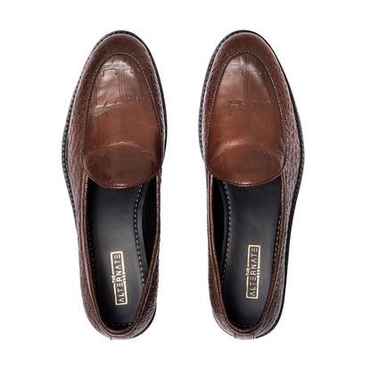EMBOSSED SLIP-ONS - BROWN
