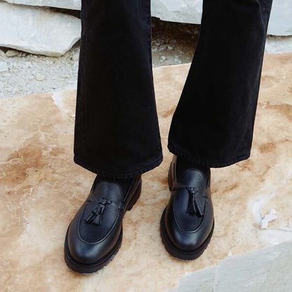 Black Tassel Loafer With Comondo Out Sole