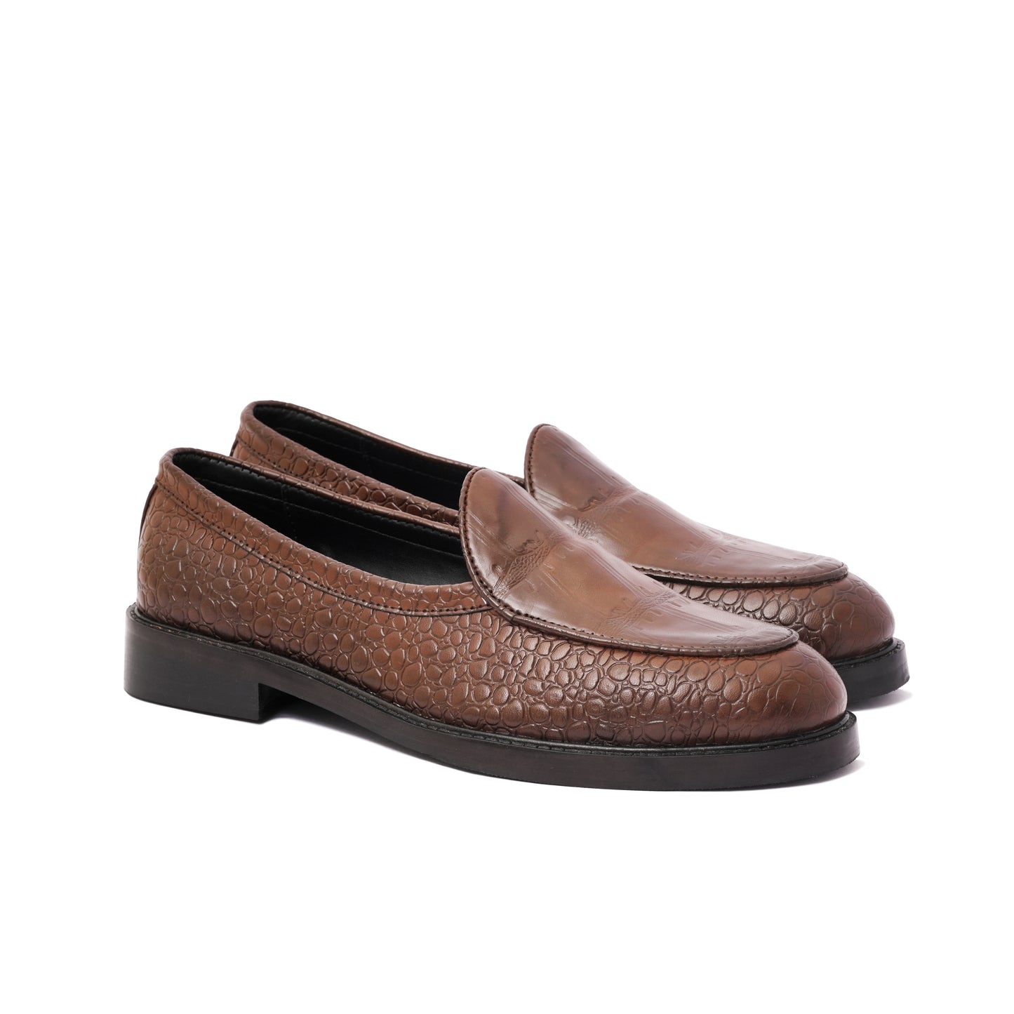 EMBOSSED SLIP-ONS - BROWN