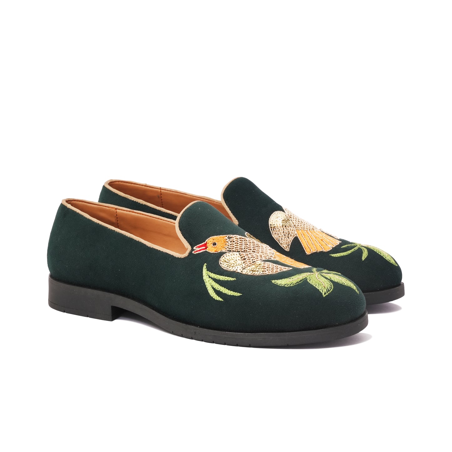 VELVET SLIP-ONS-GREEN