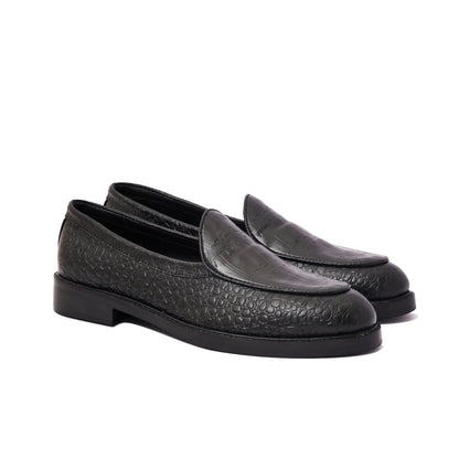EMBOSSED SLIP-ONS- BLACK