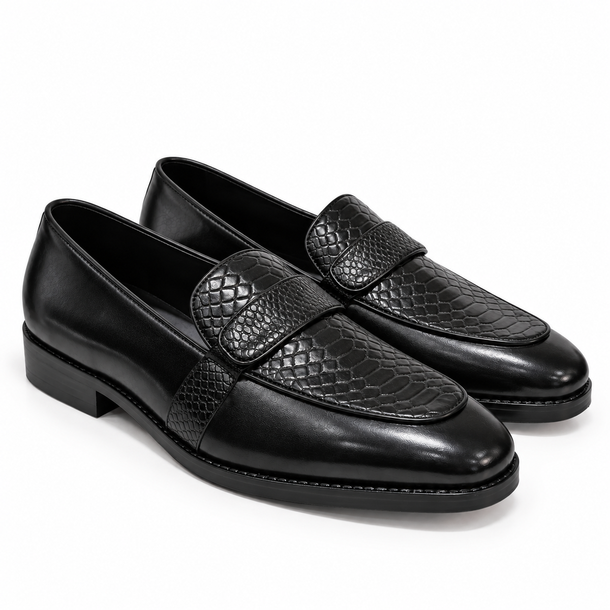 EMBOSSED SLIP-ONS-BLACK
