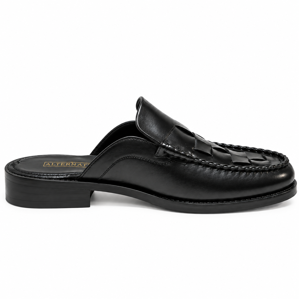 BLACK MULE WITH WEAVING DETAIL