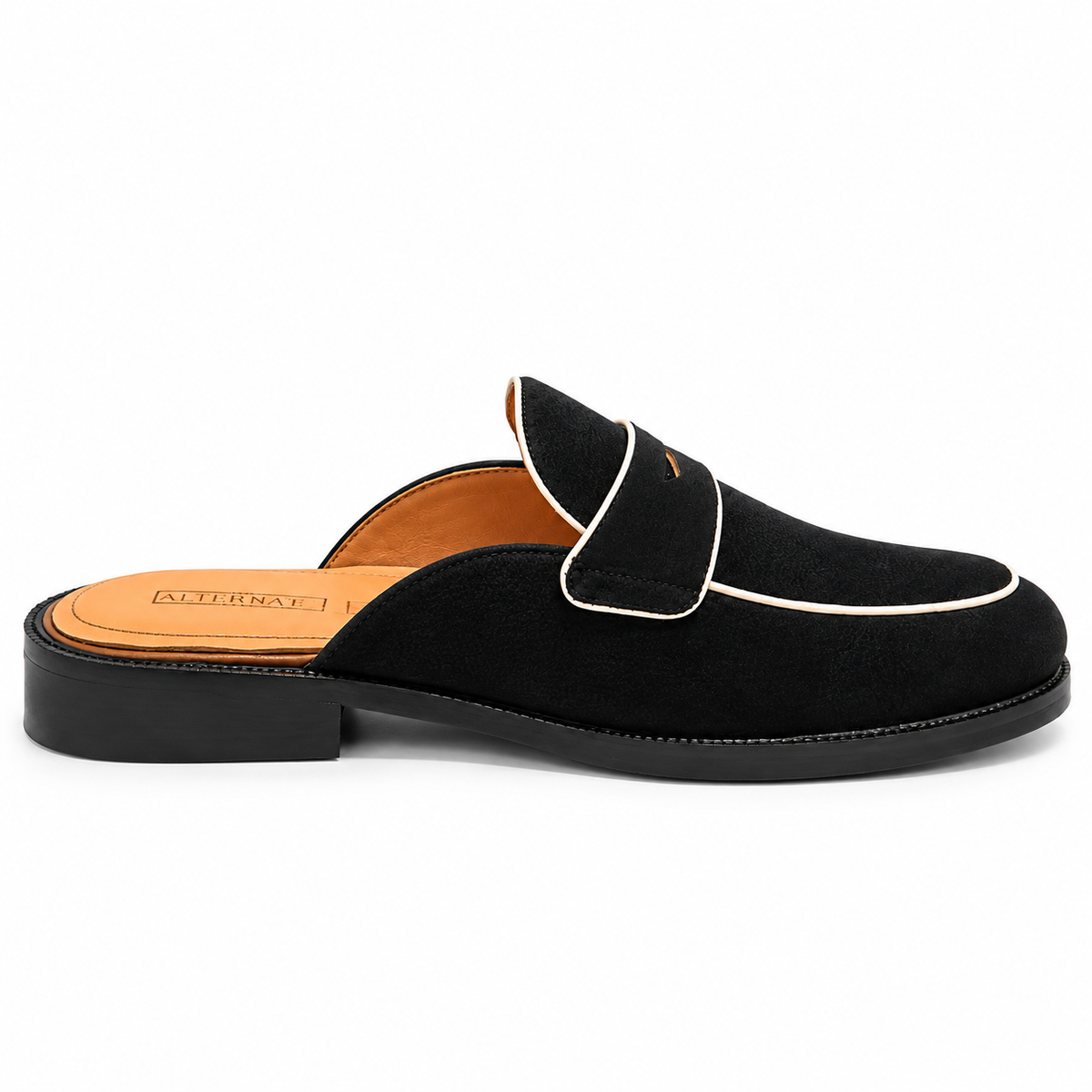 MILLED MULES WITH CONTRAST STITCH
