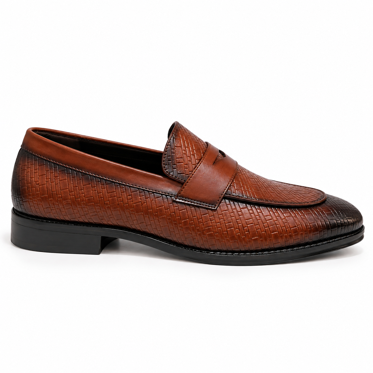 PLATED SLIP-ONS WITH PENNY STRAP-TAN