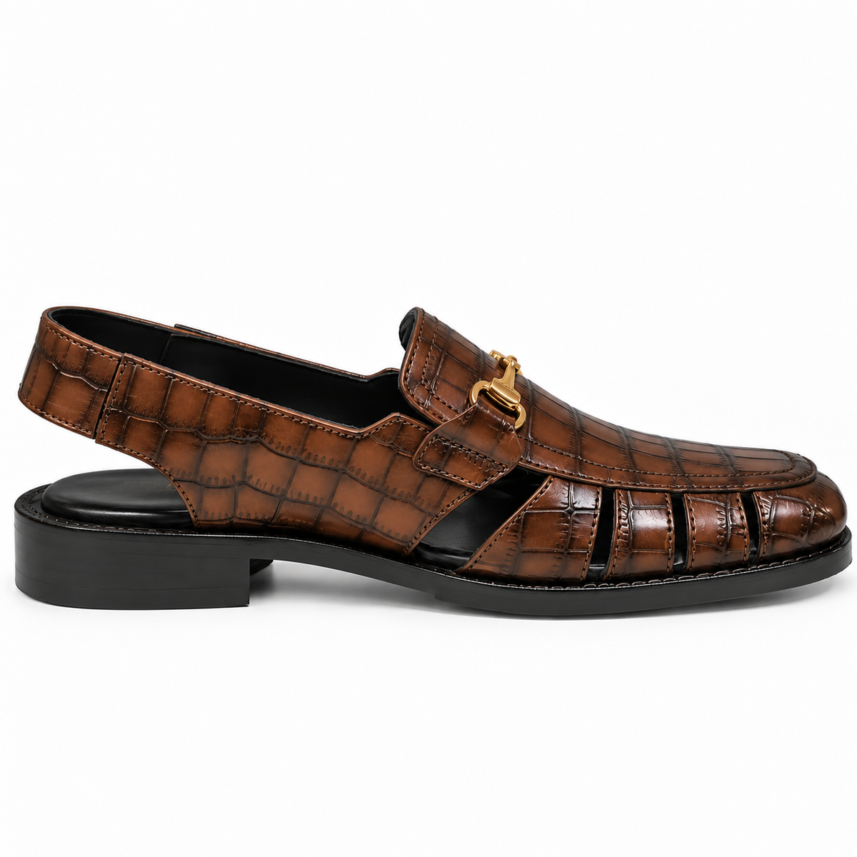 CROCO SANDALS-BROWN