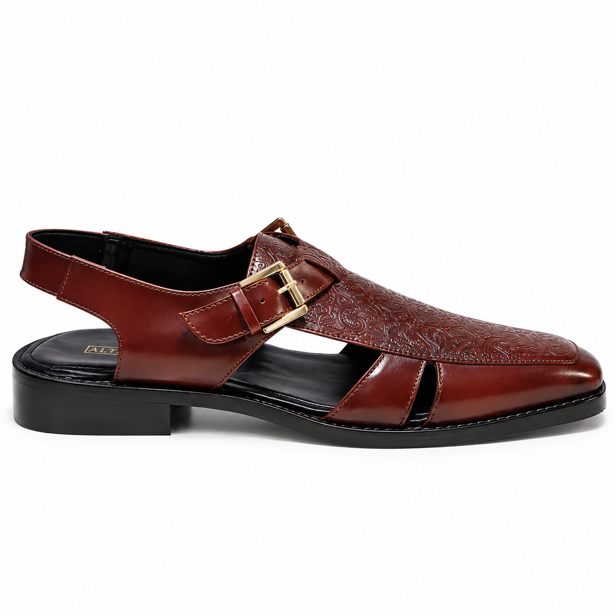 CHERRY SANDALS WITH PAISLEY DETAIL